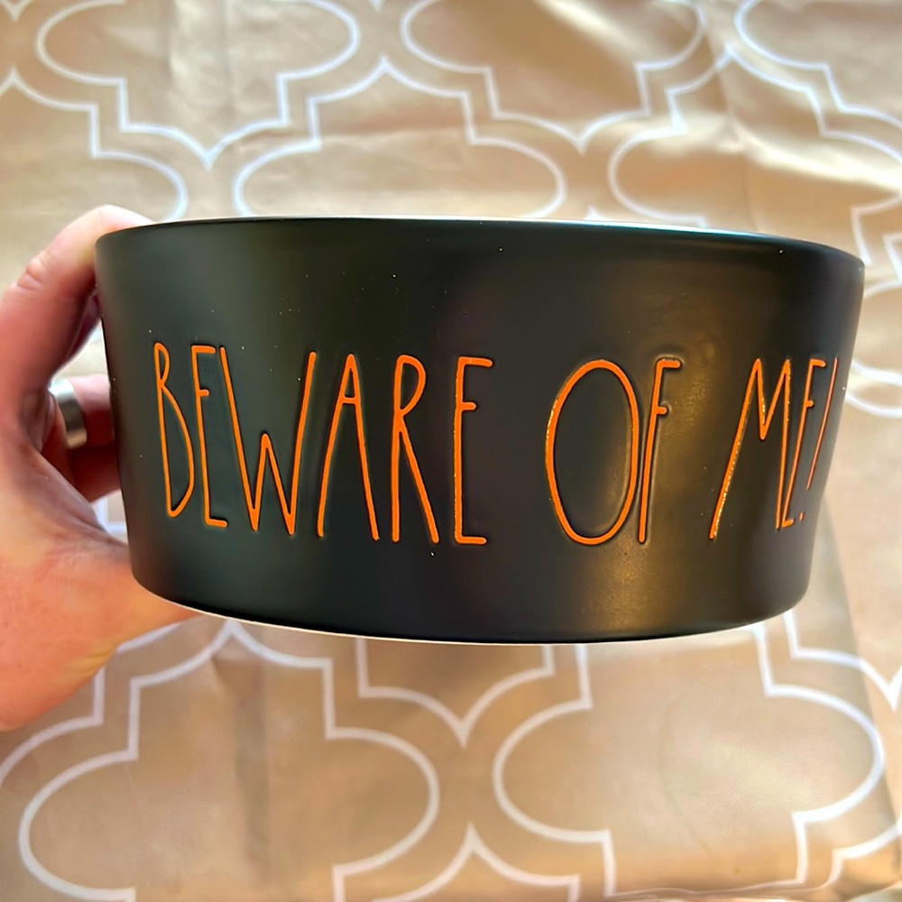 New Rae Dunn Beware of Me Dog Bowl